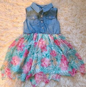 Floral Chambray Kids Dress Size 2T